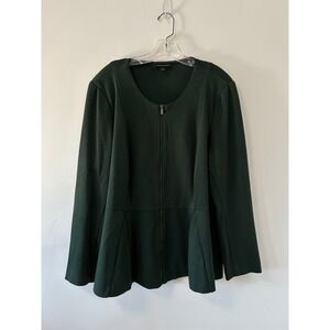 Lane Bryant Hunter Green Peplum Zip Front Jacket Plus Size 22 Professional Work